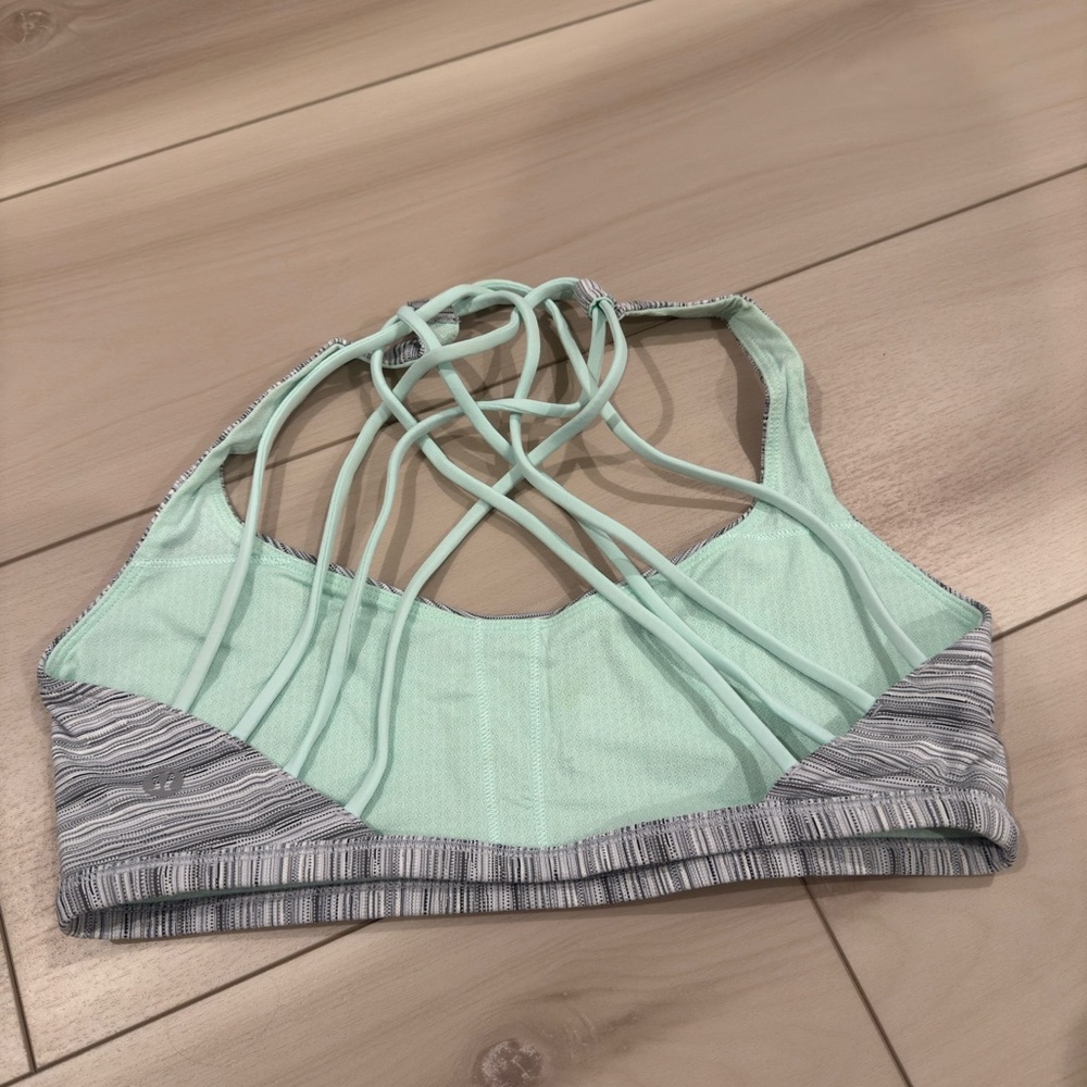 Lululemon Athletica free to be wild Mint and Gray Strappy Sports Bra